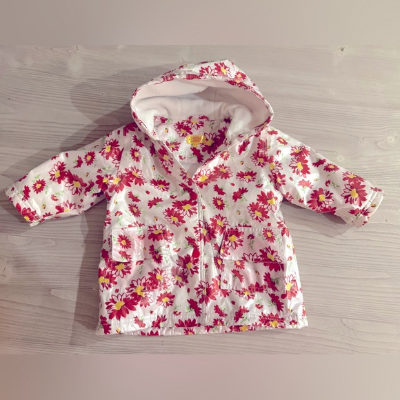 Pluie Pluie Toddler Red Flower Raincoat With Liner Size 1-2 - Picture 2 of 6